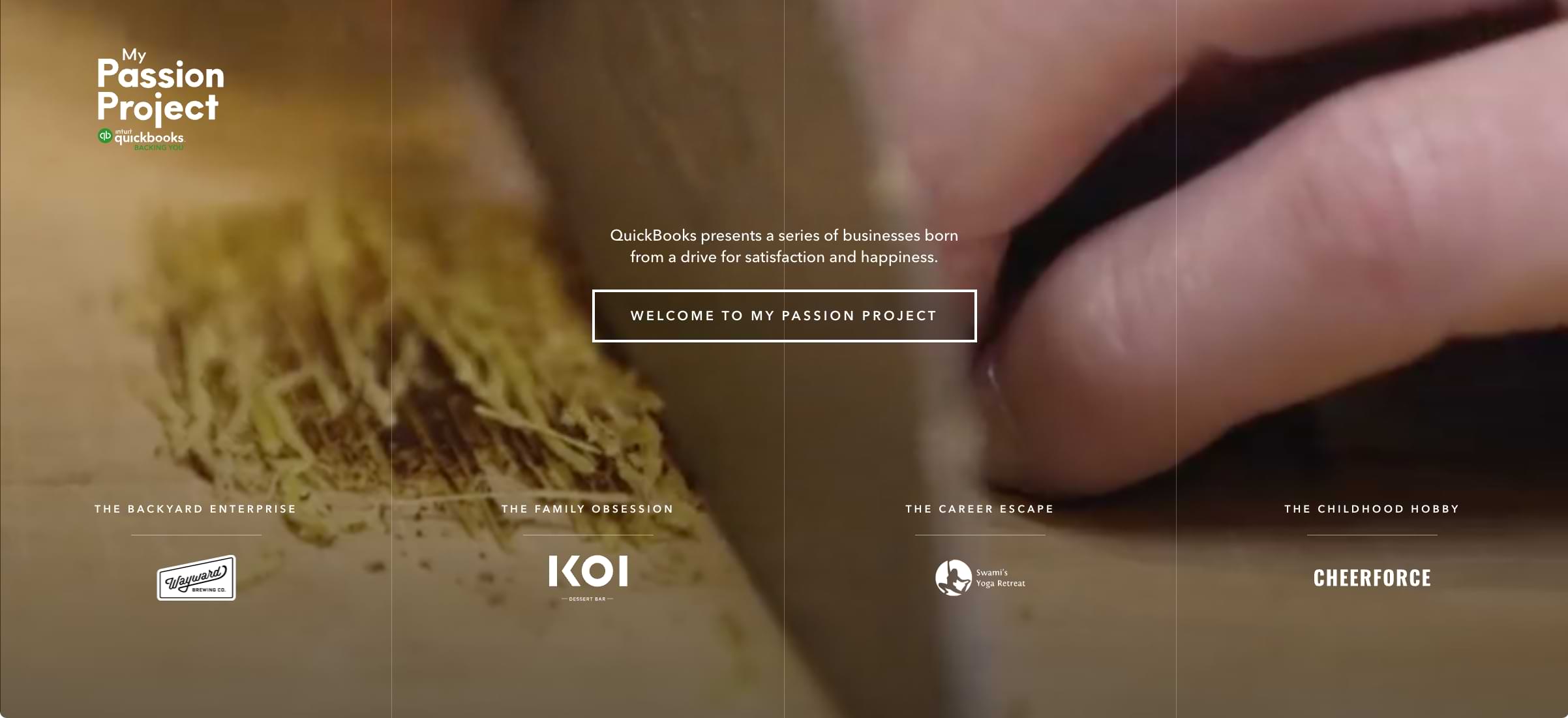 screenshot from my passion project marketing site